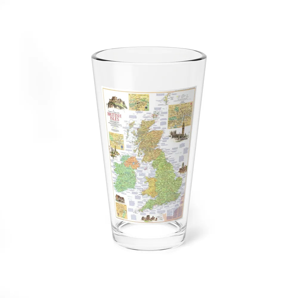 British Isles - A Traveller's Map 1 (1974) (Map) Pint Glass 16oz-16oz-Go Mug Yourself