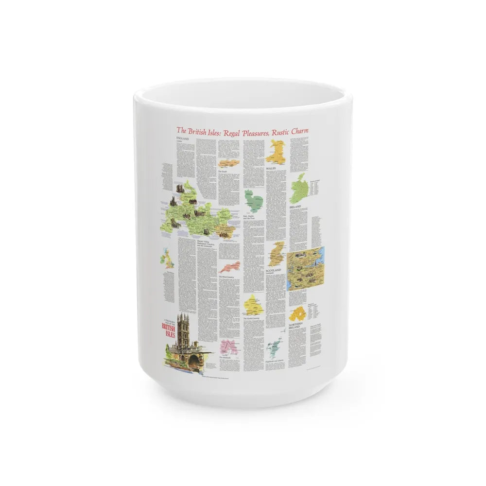 British Isles - A Traveller's Map 2 (1974) (Map) White Coffee Mug-15oz-Go Mug Yourself