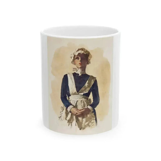 British Maid Illustration (c. 1980s) - White Coffee Mug 11oz - Go Mug Yourself
