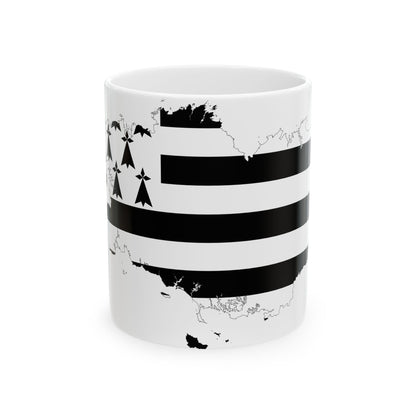 Brittany-Flagmap (France) White Coffee Mug-11oz-Go Mug Yourself