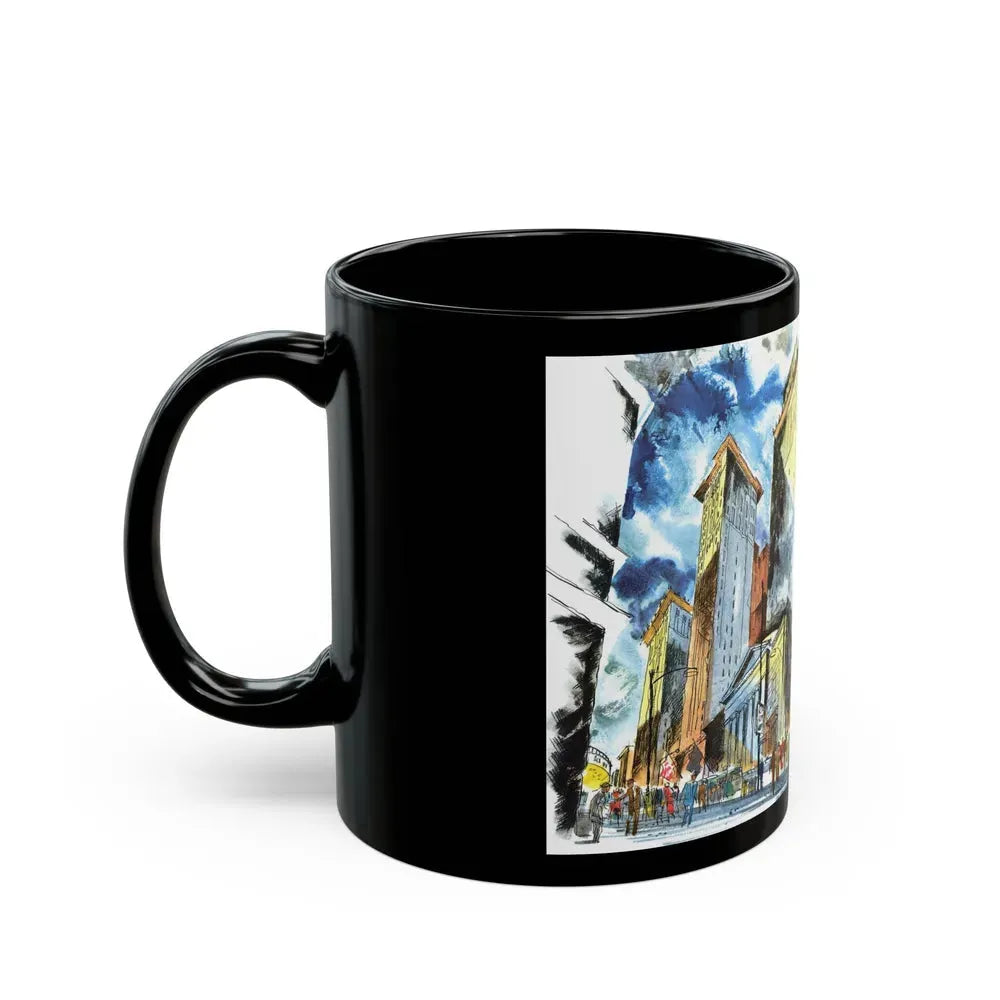 Broad and Chestnut Streets facing City Hall, Philadelphia - Black Coffee Mug - Go Mug Yourself