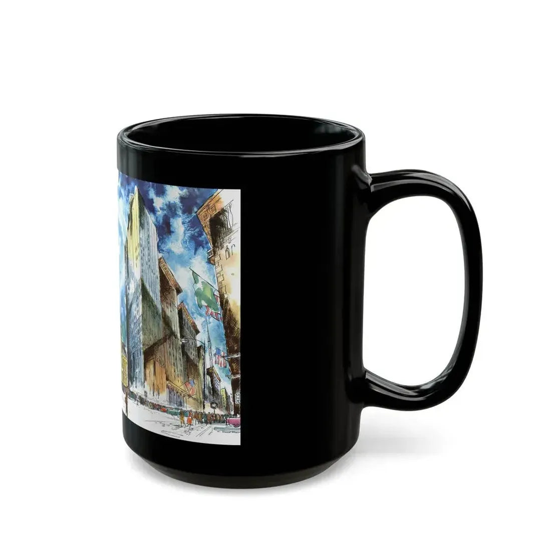 Broad and Chestnut Streets facing City Hall, Philadelphia - Black Coffee Mug - Go Mug Yourself