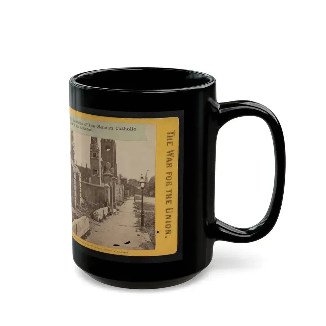 Broad St., Charleston, S.C., Looking East, With The Ruins Of The Roman Catholic Cathedral And St. Michael's Church In The Distance (U.S. Civil War) Black Coffee Mug - Go Mug Yourself