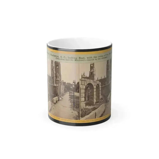 Broad St., Charleston, S.C., Looking East, With the Ruins of the Roman Catholic Cathedral and St. Michael's Church in the Distance (U.S. Civil War) Color Changing Coffee Mug 11oz Default Title 11oz - Go Mug Yourself