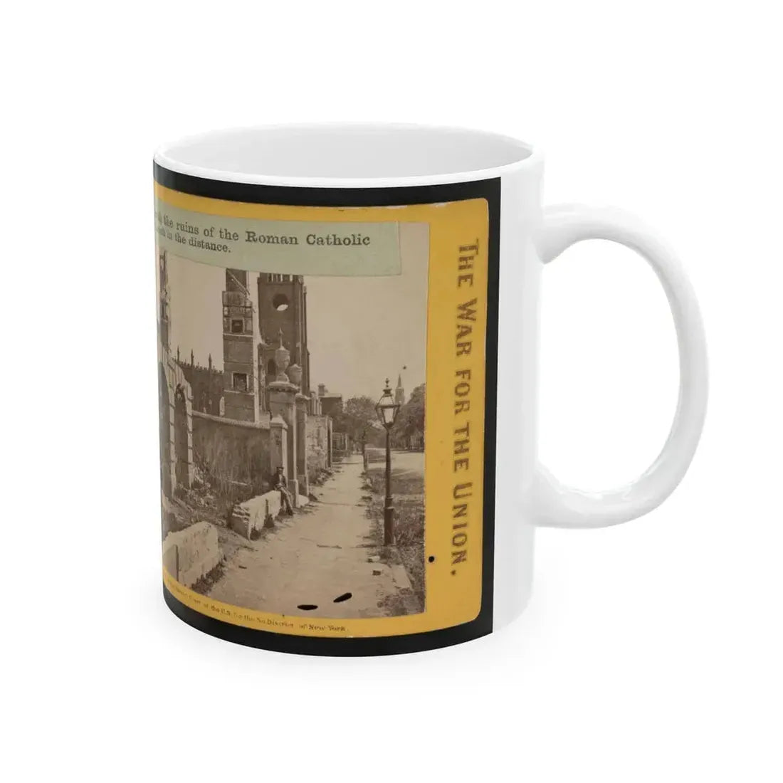 Broad St., Charleston, S.C., Looking East, With The Ruins Of The Roman Catholic Cathedral And St. Michael's Church In The Distance (U.S. Civil War) White Coffee Mug - Go Mug Yourself