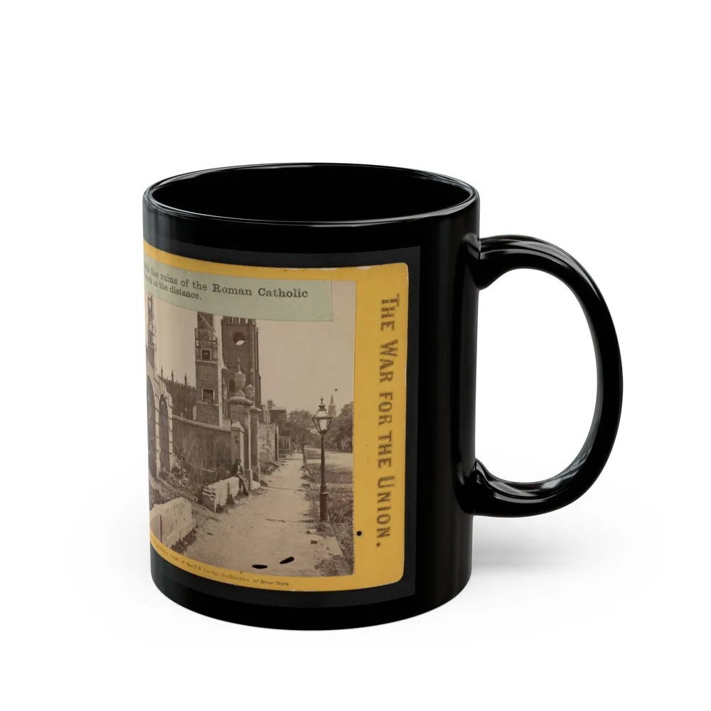 Broad St., Charleston, S.C., Looking East, With The Ruins Of The Roman Catholic Cathedral And St. Michael's Church In The Distance (U.S. Civil War) Black Coffee Mug-Go Mug Yourself