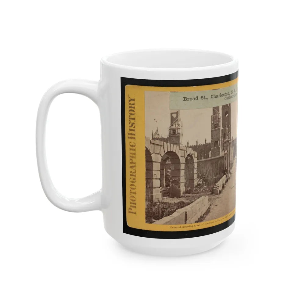 Broad St., Charleston, S.C., Looking East, With The Ruins Of The Roman Catholic Cathedral And St. Michael's Church In The Distance (U.S. Civil War) White Coffee Mug-Go Mug Yourself