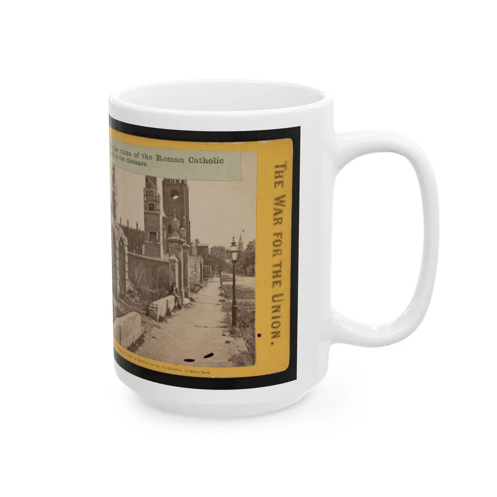 Broad St., Charleston, S.C., Looking East, With The Ruins Of The Roman Catholic Cathedral And St. Michael's Church In The Distance (U.S. Civil War) White Coffee Mug-Go Mug Yourself