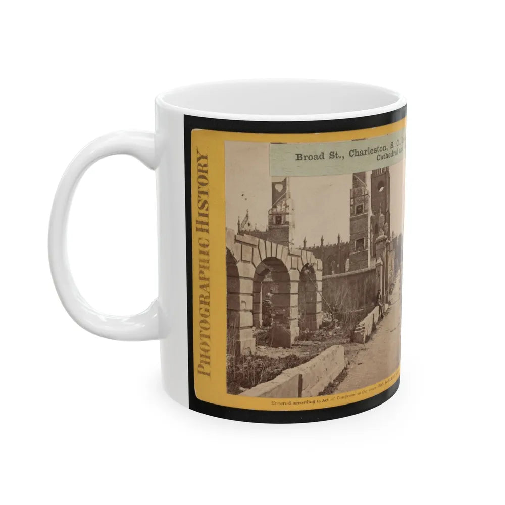 Broad St., Charleston, S.C., Looking East, With The Ruins Of The Roman Catholic Cathedral And St. Michael's Church In The Distance (U.S. Civil War) White Coffee Mug-Go Mug Yourself