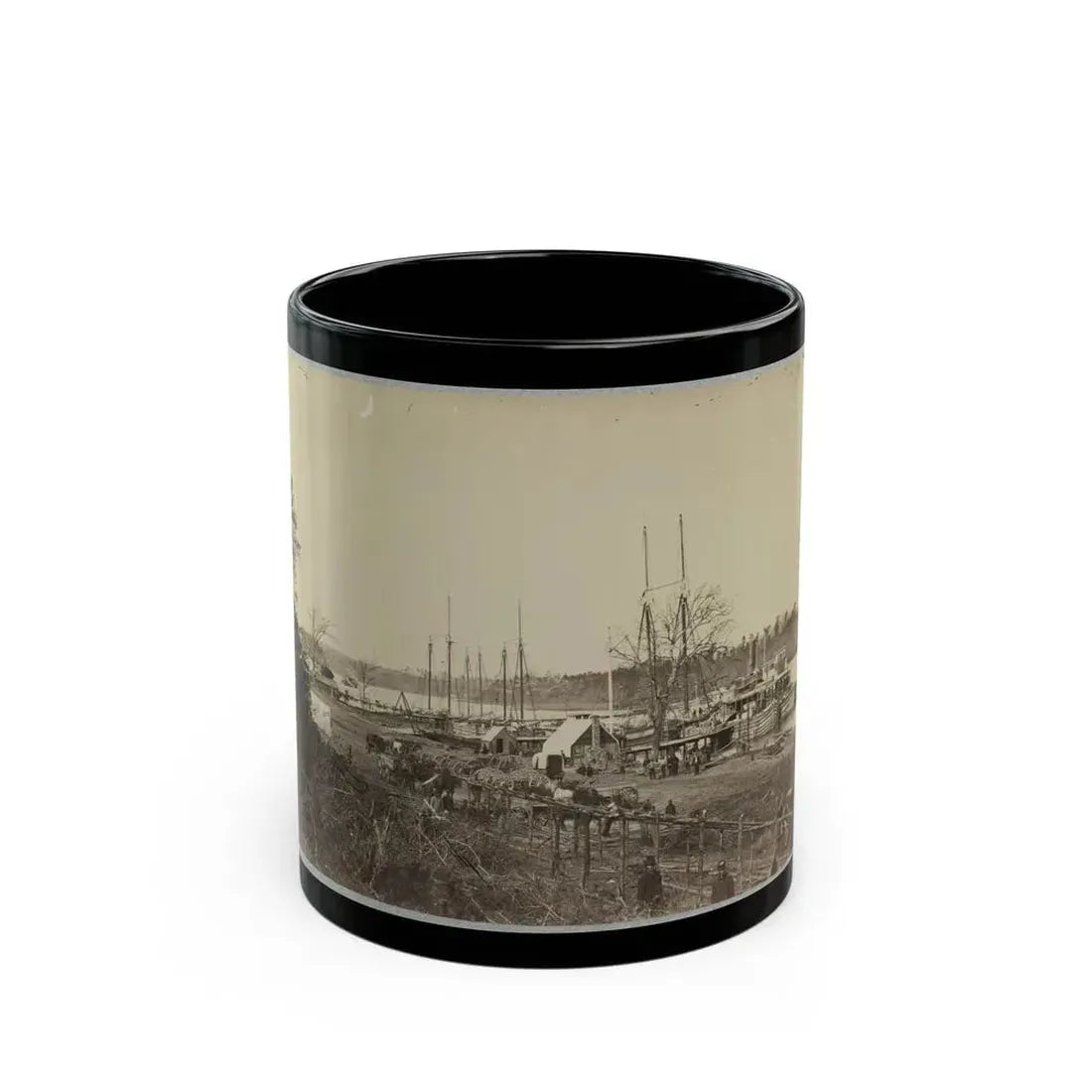 Broadway Landing, Appomattox River, Va., Butler's Signal Tower At Point Of Rocks, In Distance (U.S. Civil War) Black Coffee Mug 11oz - Go Mug Yourself
