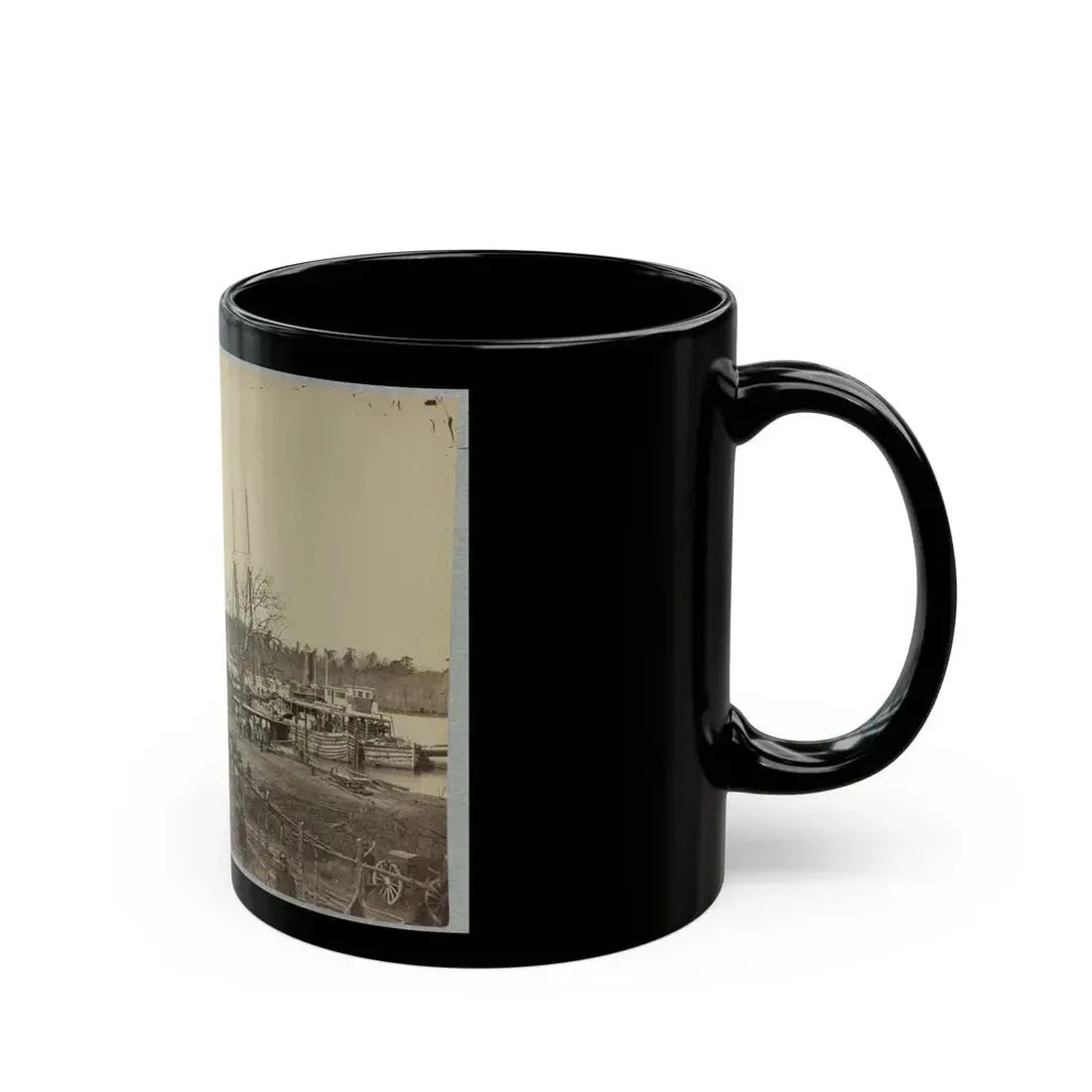 Broadway Landing, Appomattox River, Va., Butler's Signal Tower At Point Of Rocks, In Distance (U.S. Civil War) Black Coffee Mug - Go Mug Yourself
