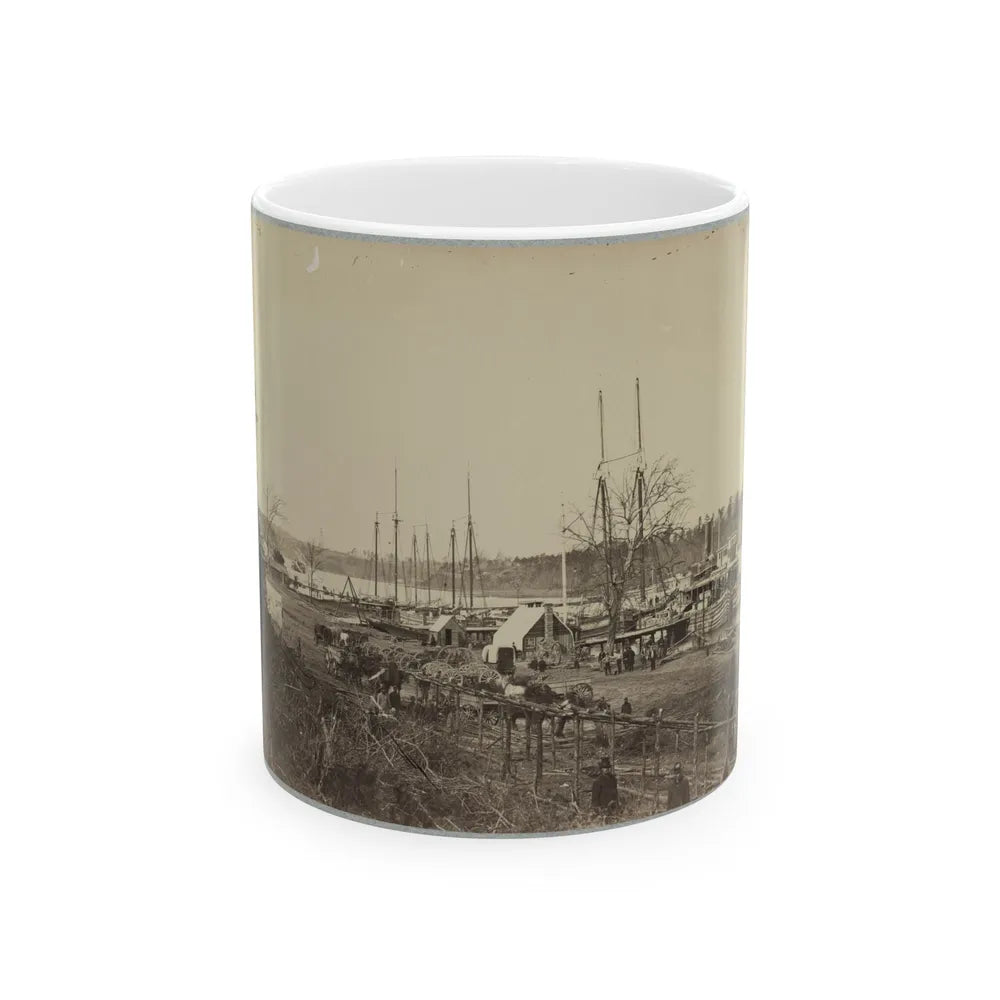 Broadway Landing, Appomattox River, Va., Butler's Signal Tower At Point Of Rocks, In Distance (U.S. Civil War) White Coffee Mug-11oz-Go Mug Yourself