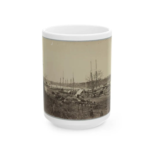 Broadway Landing, Appomattox River, Va., Butler's Signal Tower At Point Of Rocks, In Distance (U.S. Civil War) White Coffee Mug-15oz-Go Mug Yourself