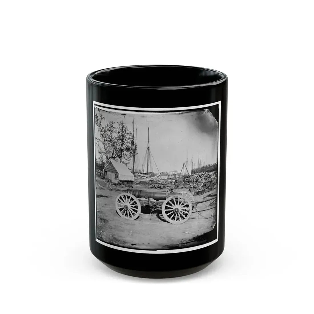 Broadway Landing, Appomattox River, Virginia. Park Of Artillery (U.S. Civil War) Black Coffee Mug 15oz - Go Mug Yourself