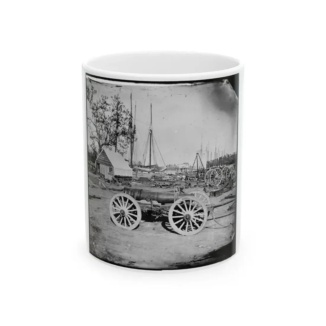 Broadway Landing, Appomattox River, Virginia. Park Of Artillery (U.S. Civil War) White Coffee Mug 11oz - Go Mug Yourself