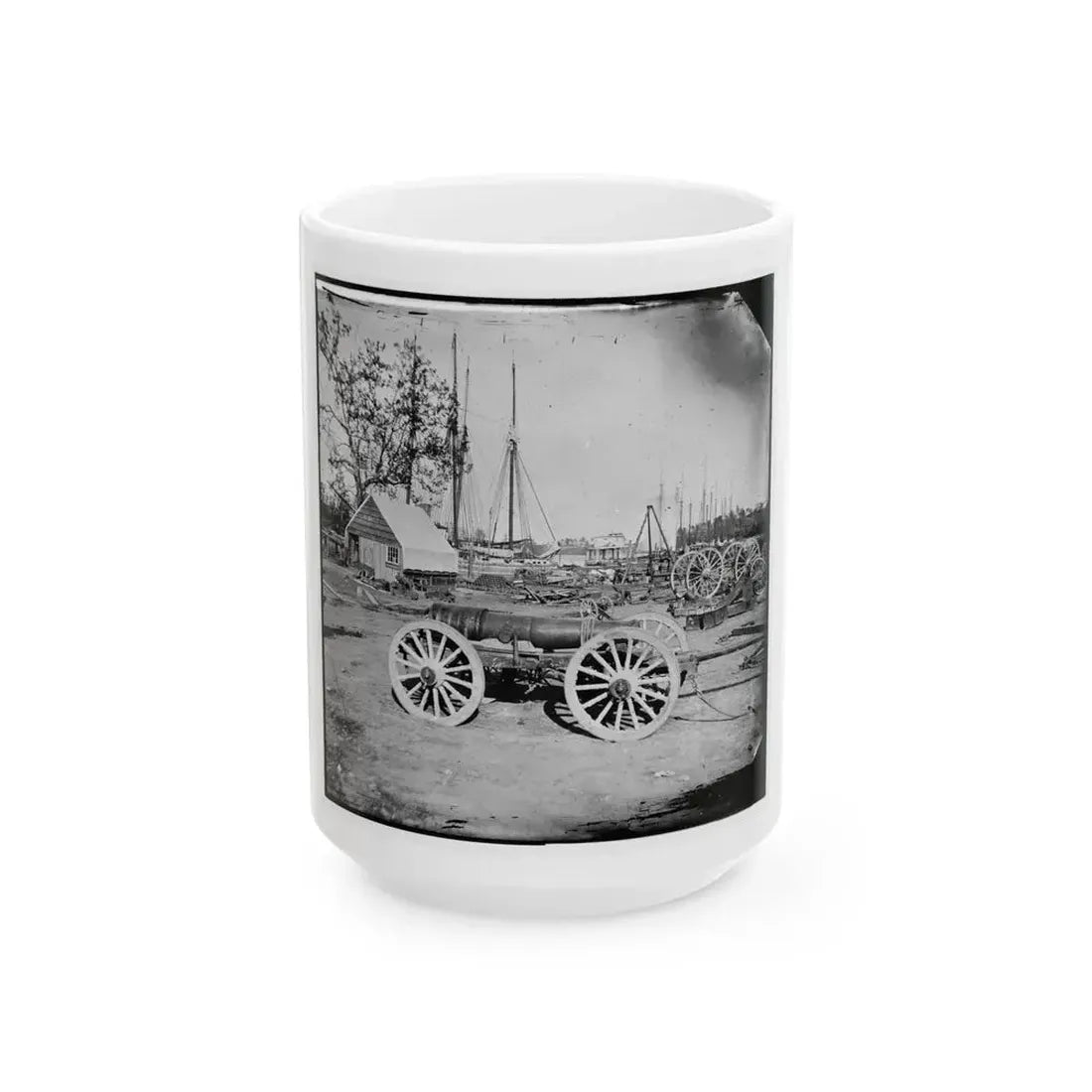Broadway Landing, Appomattox River, Virginia. Park Of Artillery (U.S. Civil War) White Coffee Mug 15oz - Go Mug Yourself