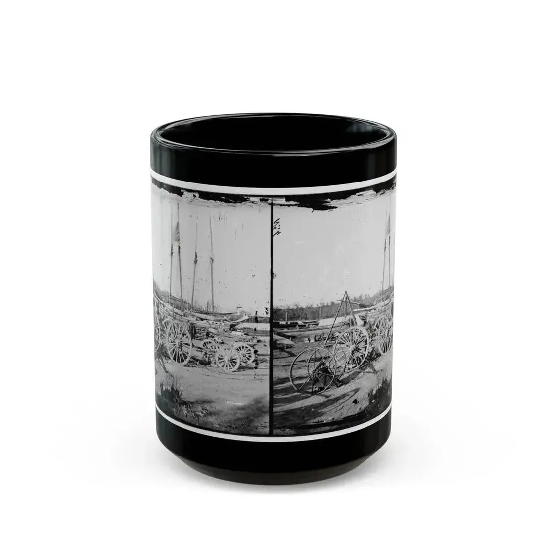 Broadway Landing, Appomattox River, Virginia. Supply Boats And Stores(2) (U.S. Civil War) Black Coffee Mug 15oz - Go Mug Yourself