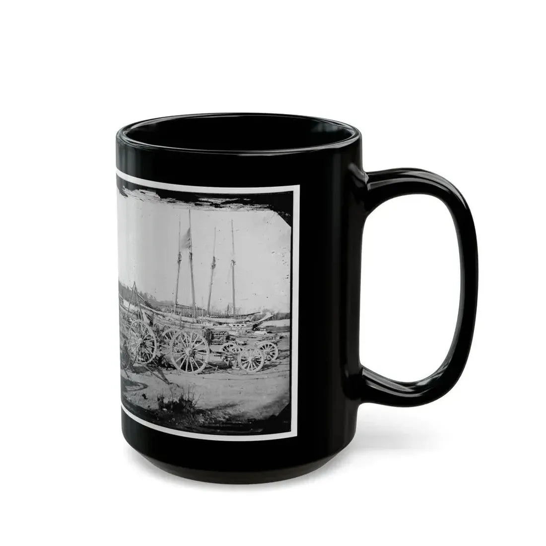 Broadway Landing, Appomattox River, Virginia. Supply Boats And Stores(2) (U.S. Civil War) Black Coffee Mug - Go Mug Yourself