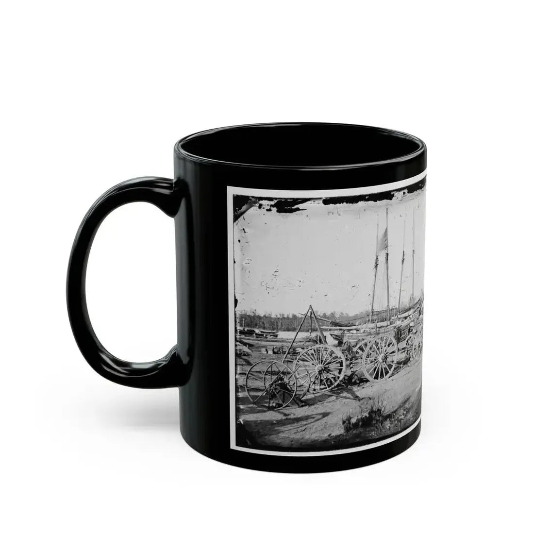 Broadway Landing, Appomattox River, Virginia. Supply Boats And Stores(2) (U.S. Civil War) Black Coffee Mug - Go Mug Yourself