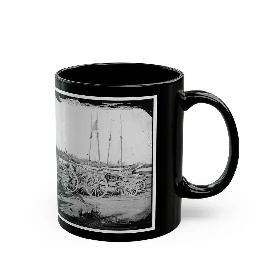 Broadway Landing, Appomattox River, Virginia. Supply Boats And Stores(2) (U.S. Civil War) Black Coffee Mug - Go Mug Yourself