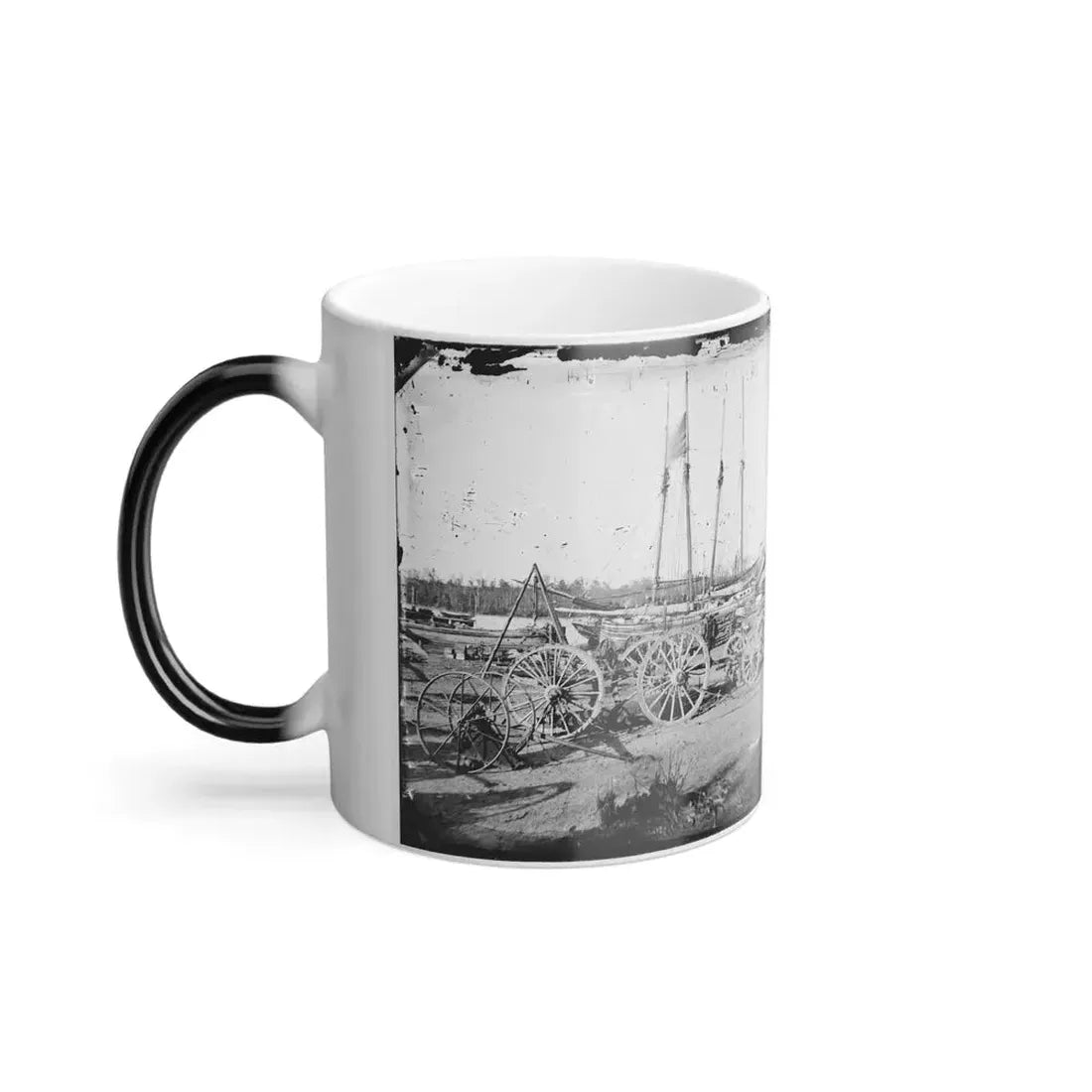Broadway Landing, Appomattox River, Virginia. Supply Boats and Stores(2) (U.S. Civil War) Color Changing Coffee Mug 11oz - Go Mug Yourself