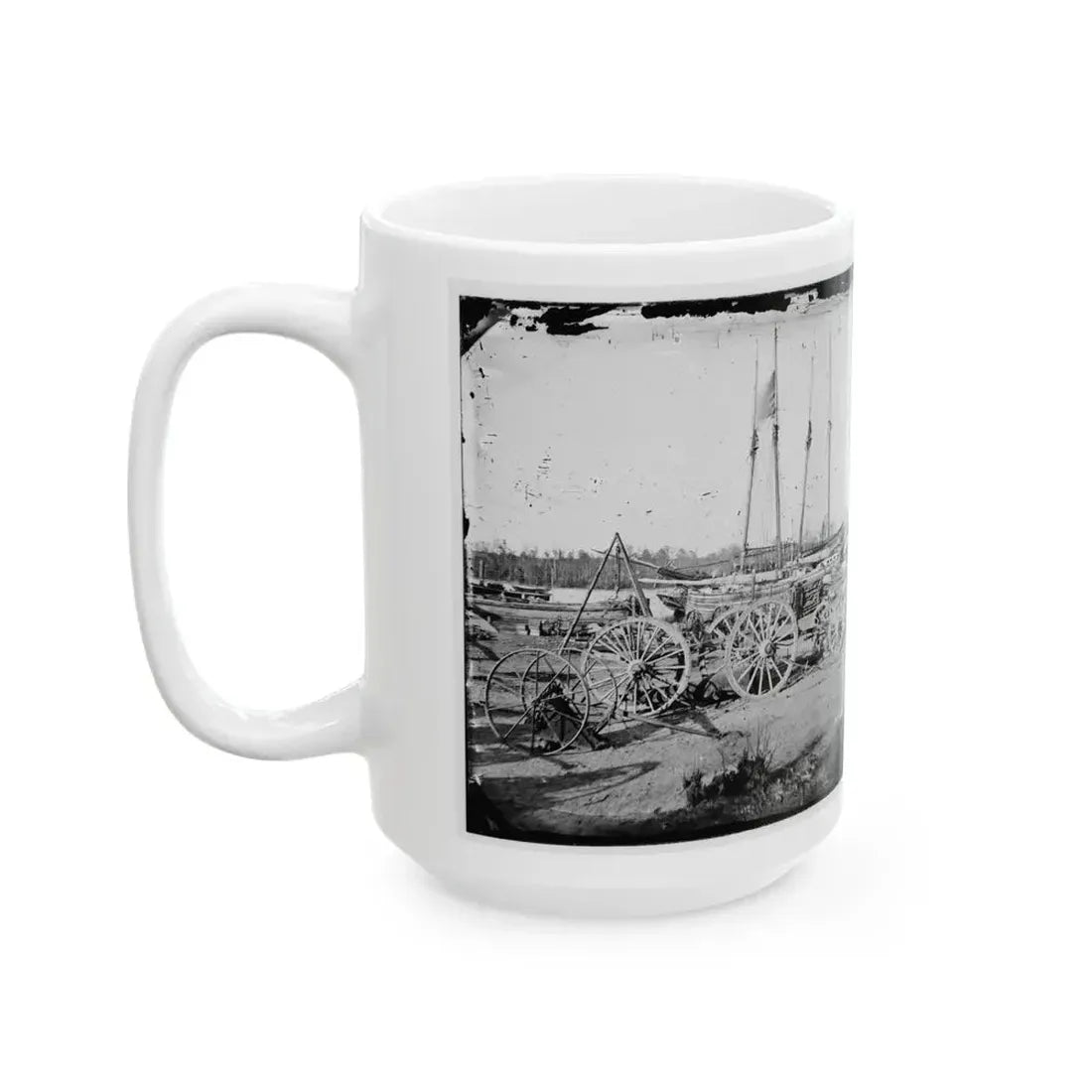 Broadway Landing, Appomattox River, Virginia. Supply Boats And Stores(2) (U.S. Civil War) White Coffee Mug - Go Mug Yourself