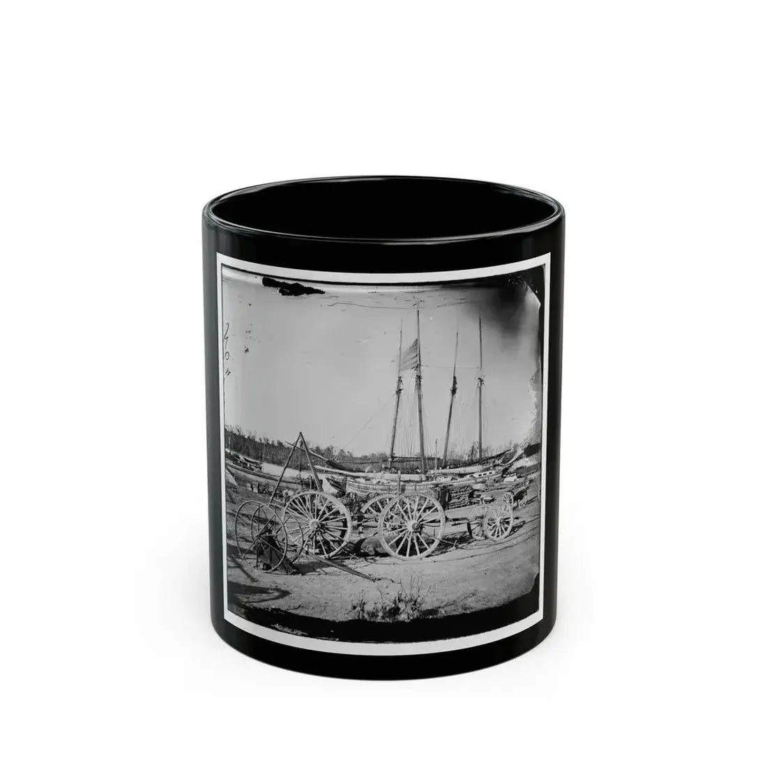 Broadway Landing, Appomattox River, Virginia. Supply Boats And Stores (U.S. Civil War) Black Coffee Mug 11oz - Go Mug Yourself