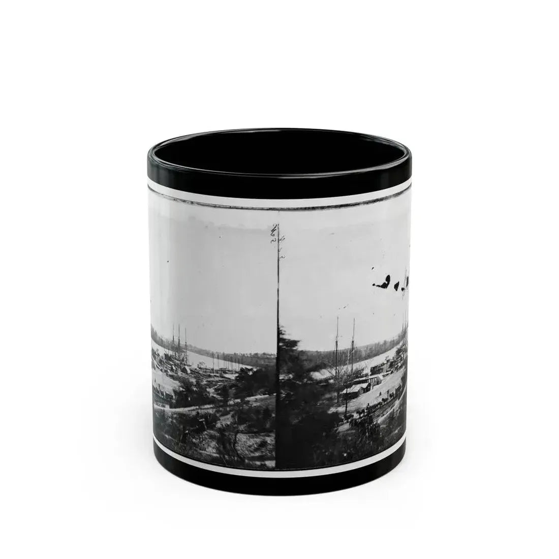 Broadway Landing, Appomattox River, Virginia. View Of Docks And Supply Boats (U.S. Civil War) Black Coffee Mug 11oz - Go Mug Yourself
