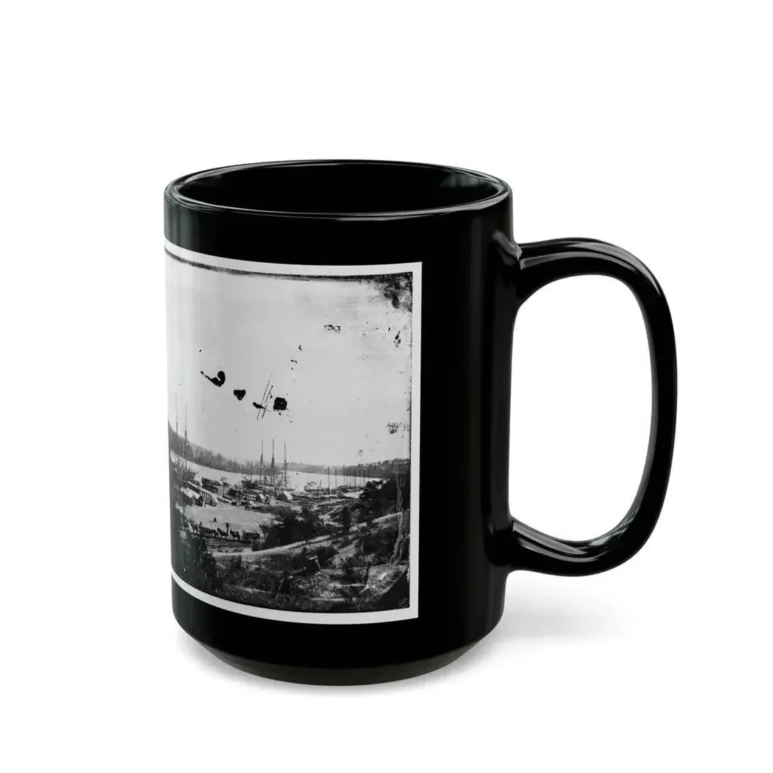 Broadway Landing, Appomattox River, Virginia. View Of Docks And Supply Boats (U.S. Civil War) Black Coffee Mug - Go Mug Yourself