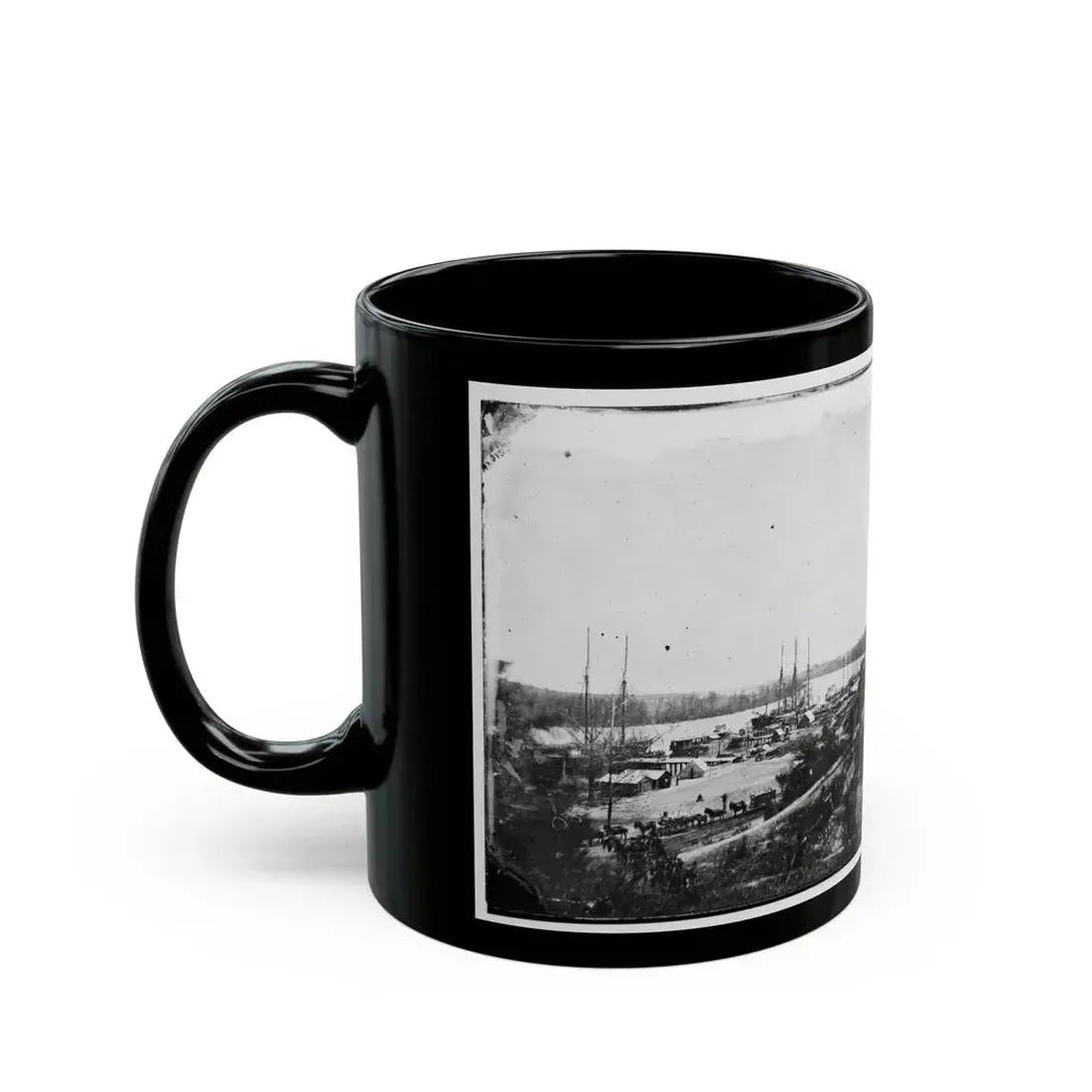 Broadway Landing, Appomattox River, Virginia. View Of Docks And Supply Boats (U.S. Civil War) Black Coffee Mug - Go Mug Yourself