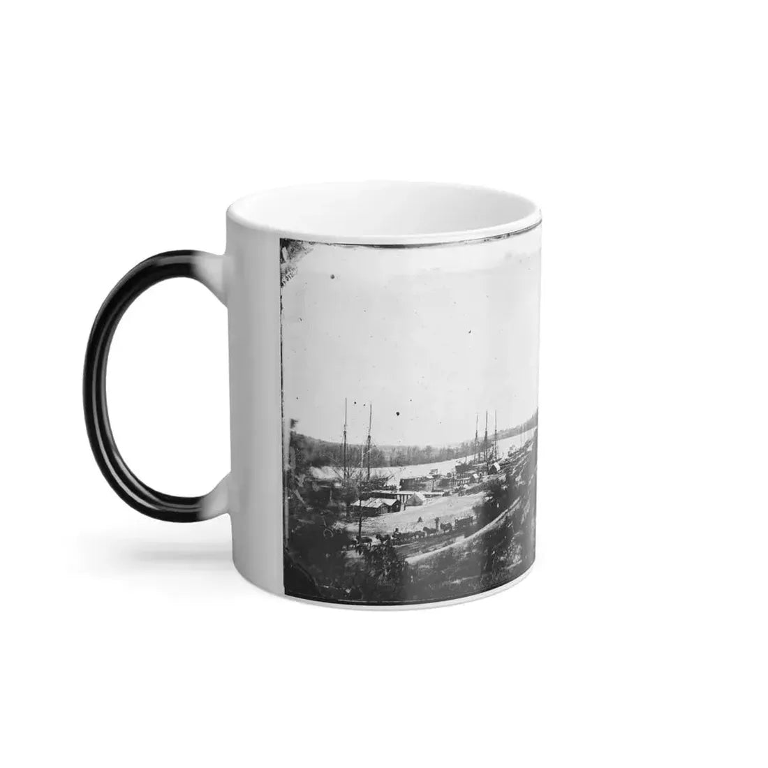 Broadway Landing, Appomattox River, Virginia. View of Docks and Supply Boats (U.S. Civil War) Color Changing Coffee Mug 11oz - Go Mug Yourself