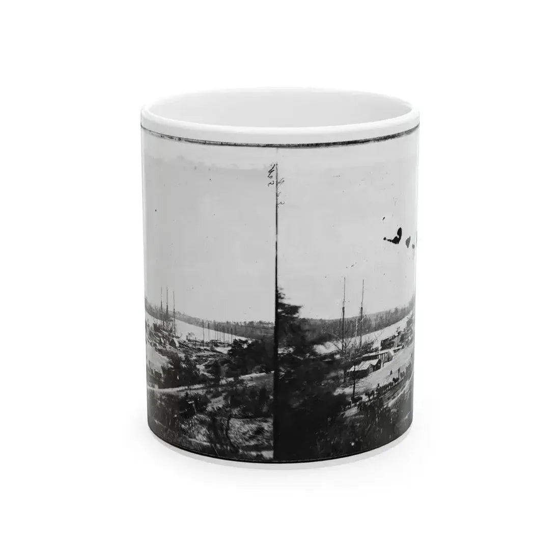 Broadway Landing, Appomattox River, Virginia. View Of Docks And Supply Boats (U.S. Civil War) White Coffee Mug 11oz - Go Mug Yourself