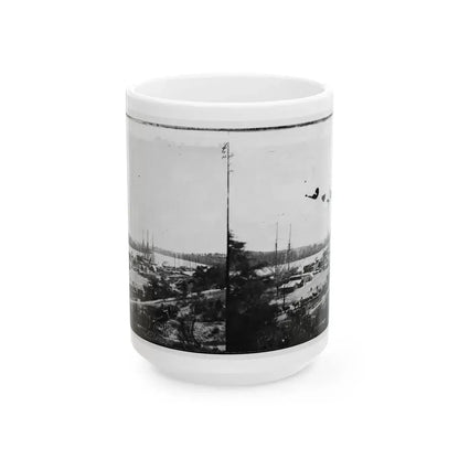 Broadway Landing, Appomattox River, Virginia. View Of Docks And Supply Boats (U.S. Civil War) White Coffee Mug 15oz - Go Mug Yourself