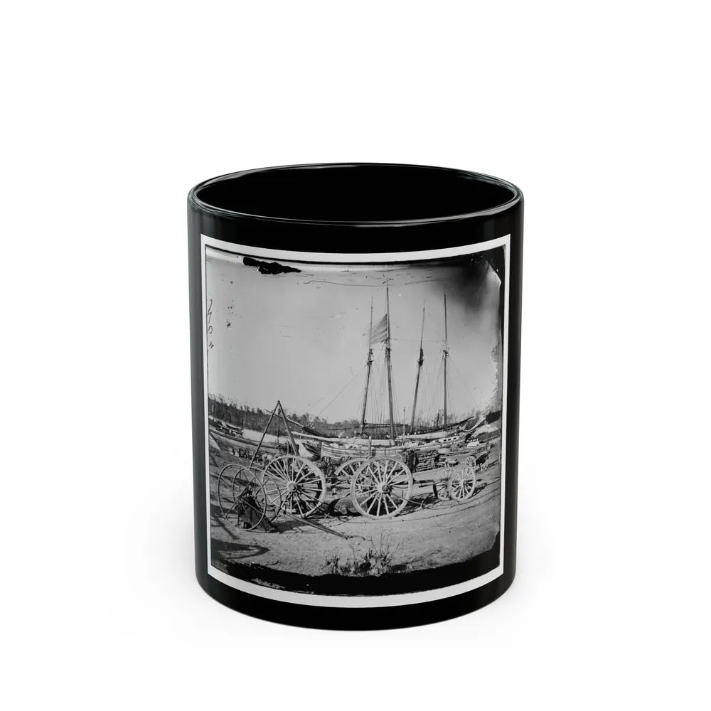 Broadway Landing, Appomattox River, Virginia. Supply Boats And Stores (U.S. Civil War) Black Coffee Mug-11oz-Go Mug Yourself