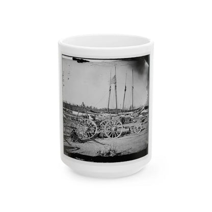 Broadway Landing, Appomattox River, Virginia. Supply Boats And Stores (U.S. Civil War) White Coffee Mug-15oz-Go Mug Yourself