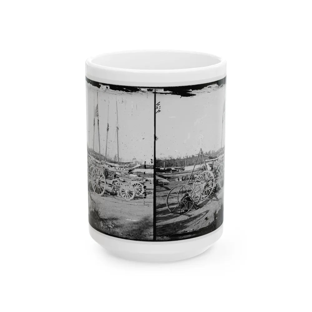 Broadway Landing, Appomattox River, Virginia. Supply Boats And Stores(2) (U.S. Civil War) White Coffee Mug-15oz-Go Mug Yourself