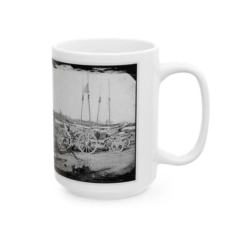 Broadway Landing, Appomattox River, Virginia. Supply Boats And Stores(2) (U.S. Civil War) White Coffee Mug-Go Mug Yourself