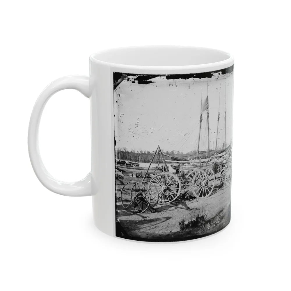 Broadway Landing, Appomattox River, Virginia. Supply Boats And Stores(2) (U.S. Civil War) White Coffee Mug-Go Mug Yourself