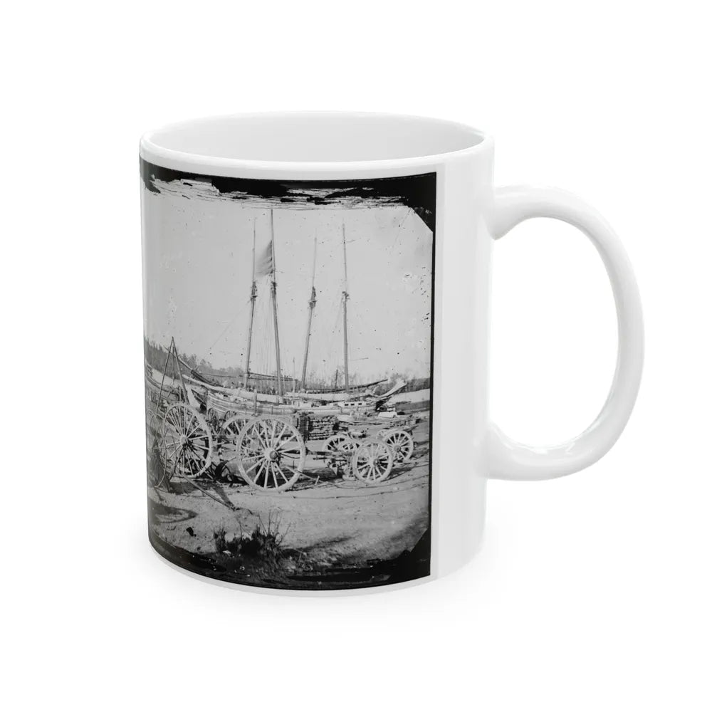 Broadway Landing, Appomattox River, Virginia. Supply Boats And Stores(2) (U.S. Civil War) White Coffee Mug-Go Mug Yourself