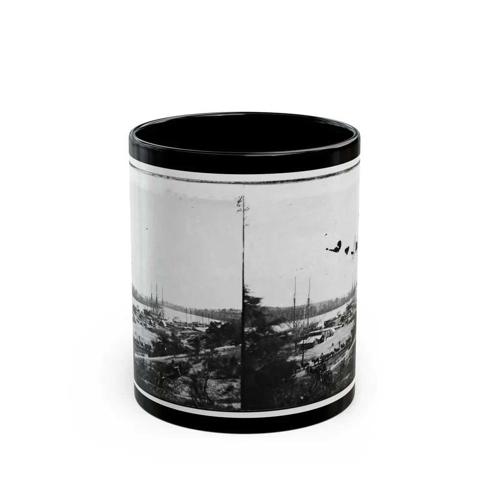 Broadway Landing, Appomattox River, Virginia. View Of Docks And Supply Boats (U.S. Civil War) Black Coffee Mug-11oz-Go Mug Yourself