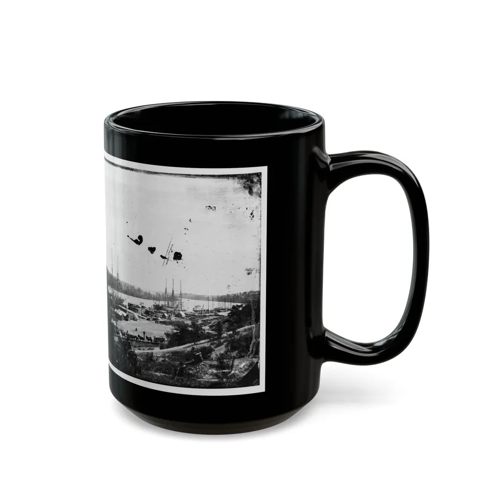 Broadway Landing, Appomattox River, Virginia. View Of Docks And Supply Boats (U.S. Civil War) Black Coffee Mug-Go Mug Yourself