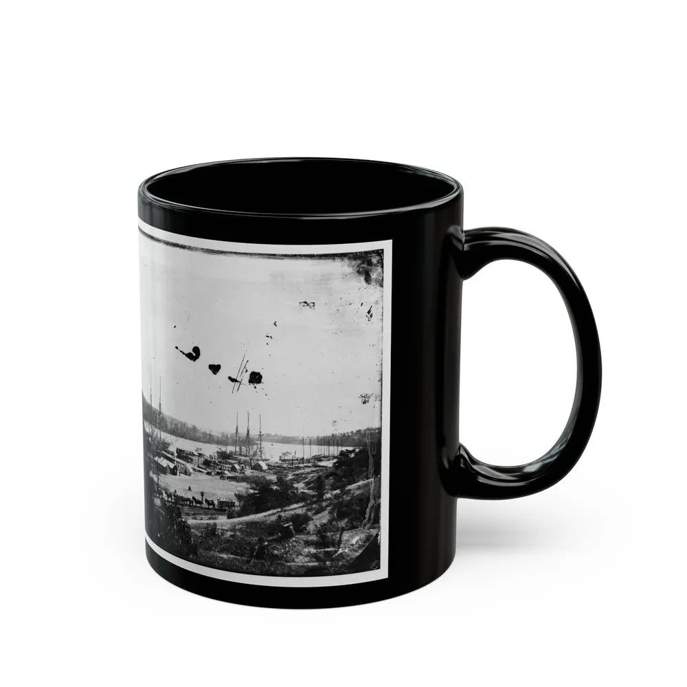 Broadway Landing, Appomattox River, Virginia. View Of Docks And Supply Boats (U.S. Civil War) Black Coffee Mug-Go Mug Yourself