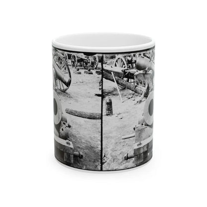 Broadway Landing, Appomattox River, Virginia. View Of Mortar And Artillery (U.S. Civil War) White Coffee Mug-11oz-Go Mug Yourself