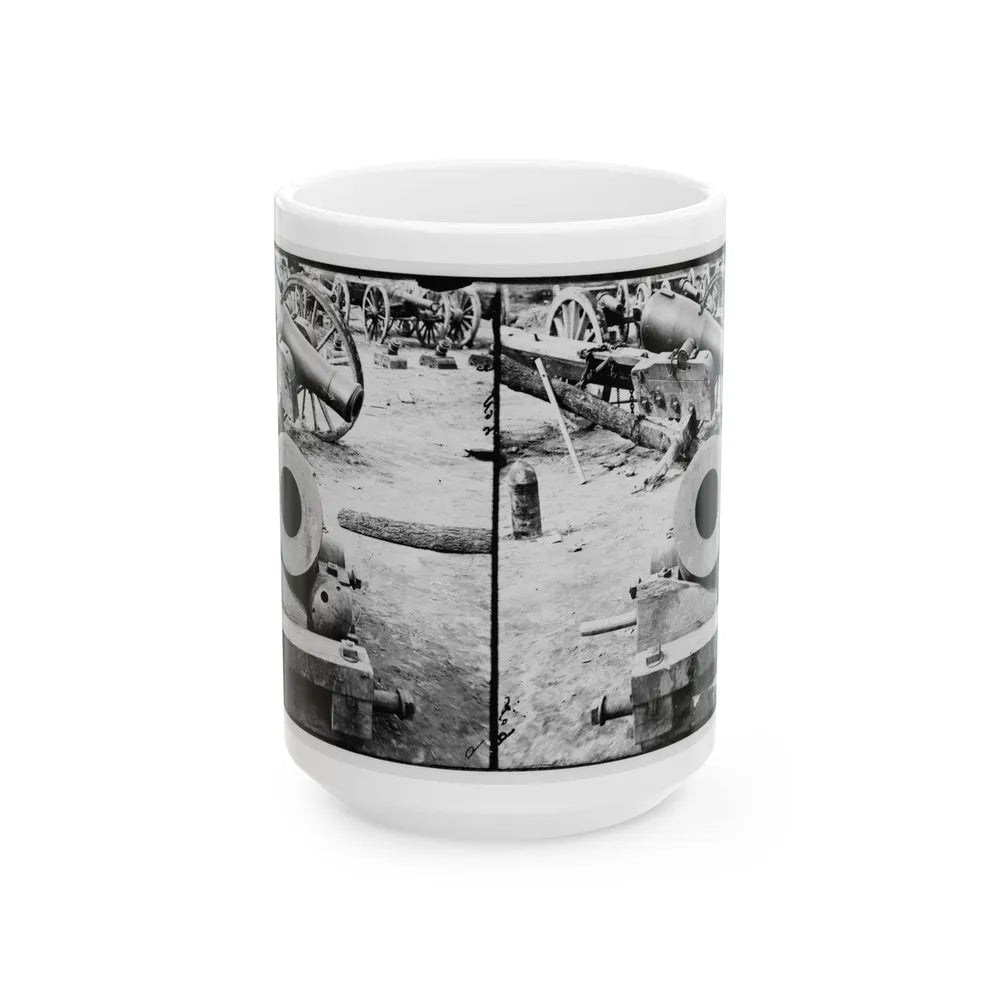 Broadway Landing, Appomattox River, Virginia. View Of Mortar And Artillery (U.S. Civil War) White Coffee Mug-15oz-Go Mug Yourself