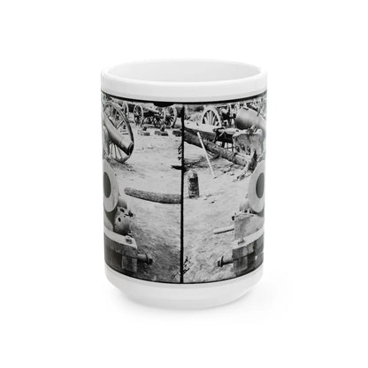 Broadway Landing, Appomattox River, Virginia. View Of Mortar And Artillery (U.S. Civil War) White Coffee Mug-15oz-Go Mug Yourself