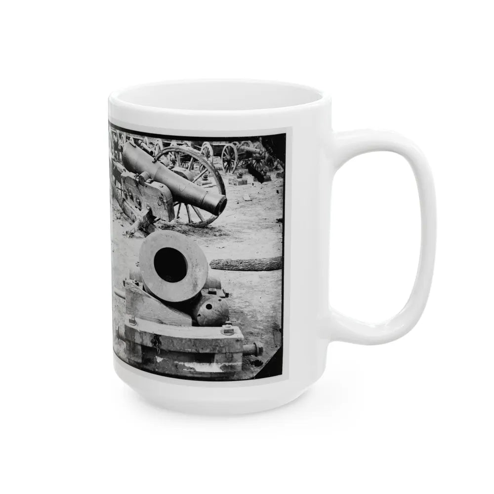 Broadway Landing, Appomattox River, Virginia. View Of Mortar And Artillery (U.S. Civil War) White Coffee Mug-Go Mug Yourself