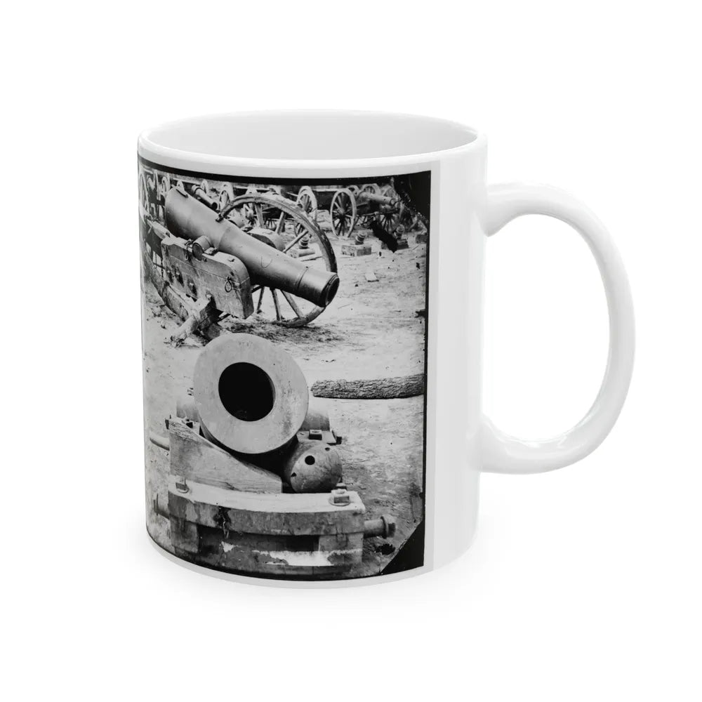 Broadway Landing, Appomattox River, Virginia. View Of Mortar And Artillery (U.S. Civil War) White Coffee Mug-Go Mug Yourself