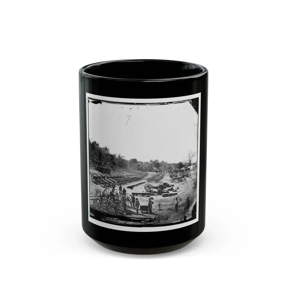 Broadway Landing, Va. Federal Ordnance At The Depot (U.S. Civil War) Black Coffee Mug 15oz - Go Mug Yourself