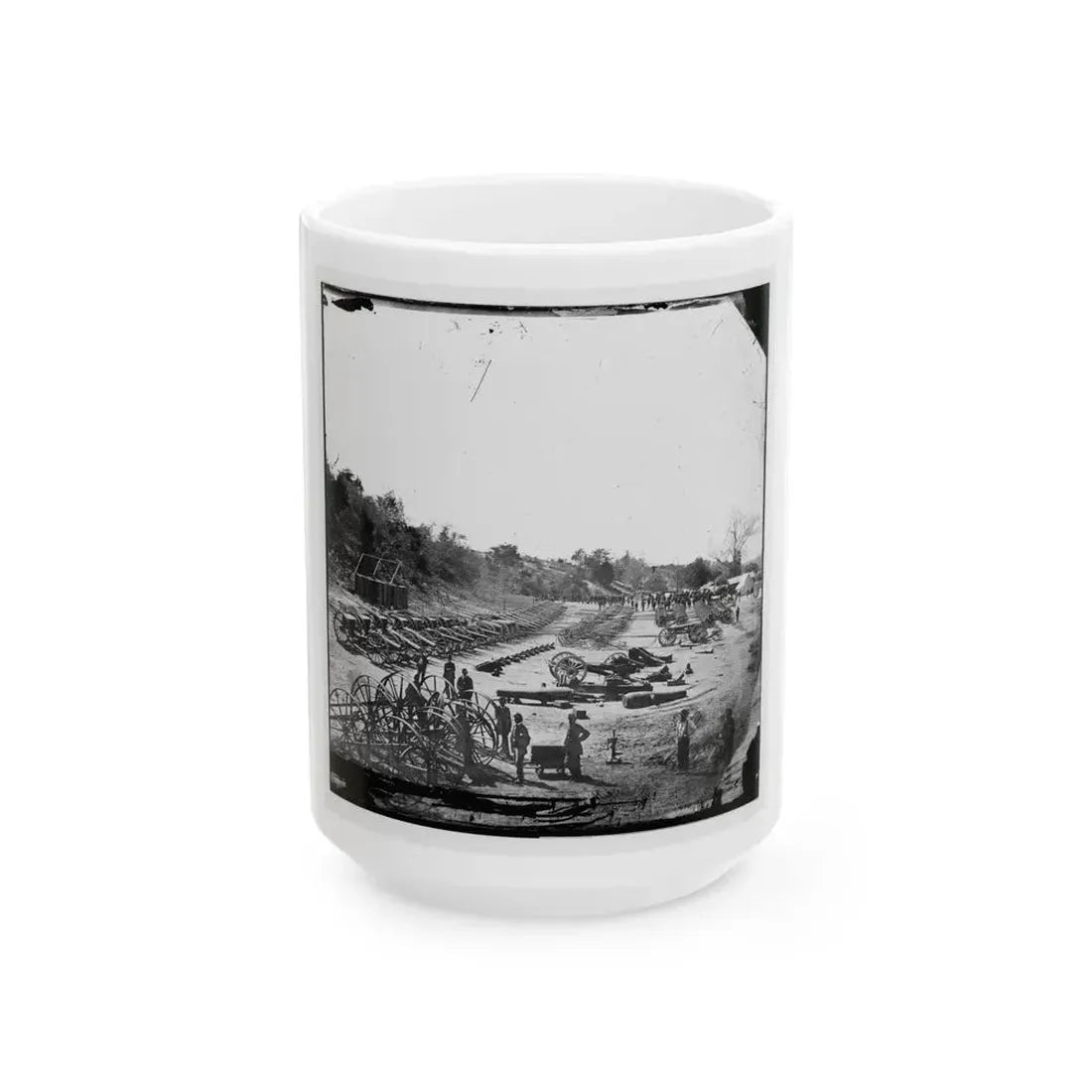 Broadway Landing, Va. Federal Ordnance At The Depot (U.S. Civil War) White Coffee Mug 15oz - Go Mug Yourself