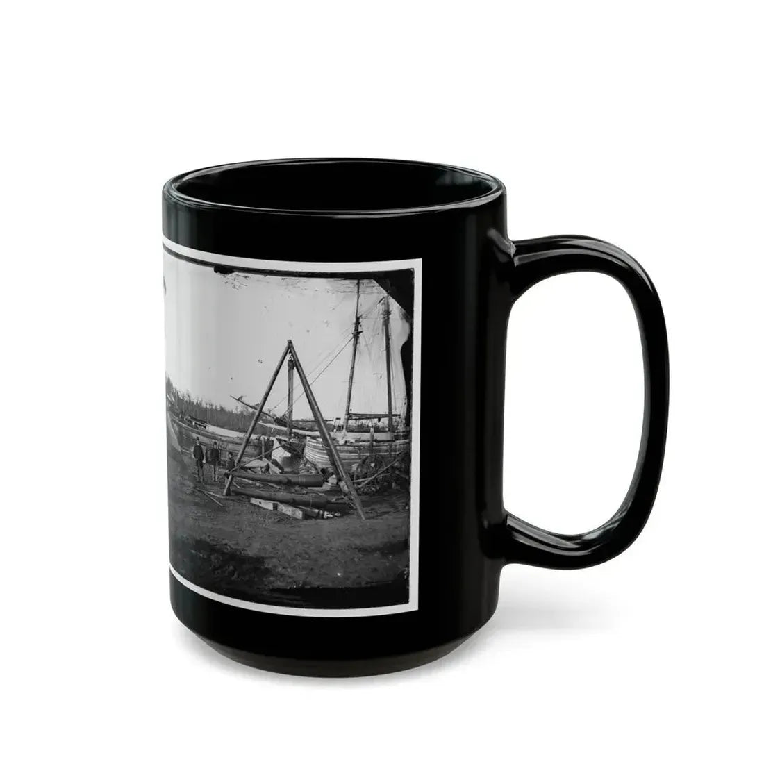 Broadway Landing, Va.  Tripod Artillery Swing By The Appomattox (U.S. Civil War) Black Coffee Mug - Go Mug Yourself